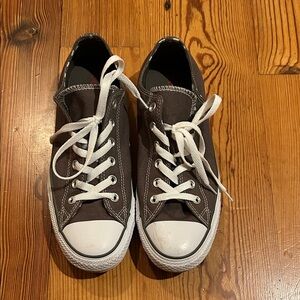 Brown Canvas Sneakers with White Laces
